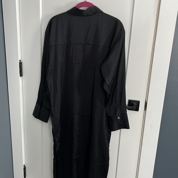A&F Long Sleeve Satin Midi Shirt Dress EUC - Picture 11 of 13